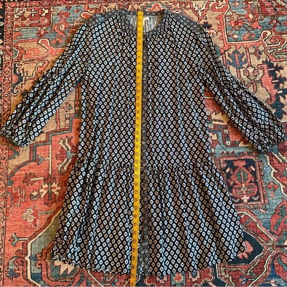 Joie-Black and White Floral Print Long Sleeve Button-Up Drop Waist Dress Sz S - Picture 8 of 13